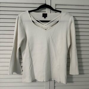 Cream Long Sleeve Knit Top